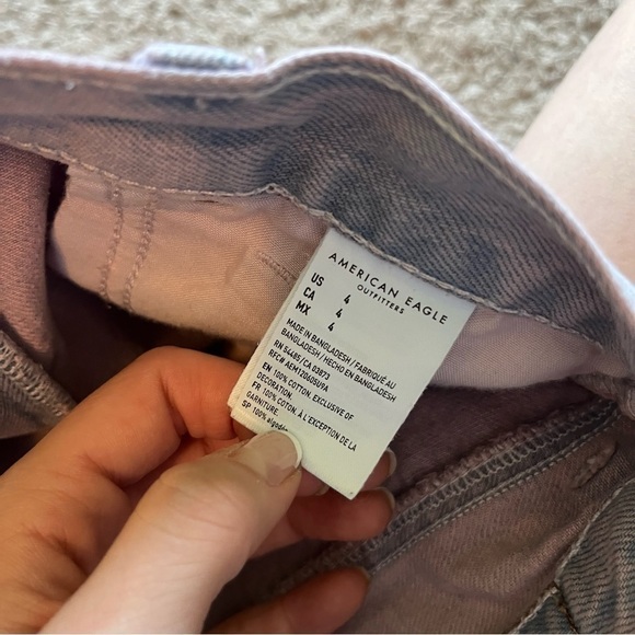 Pink American eagle mom shirt style denim jean shorts - Picture 5 of 8
